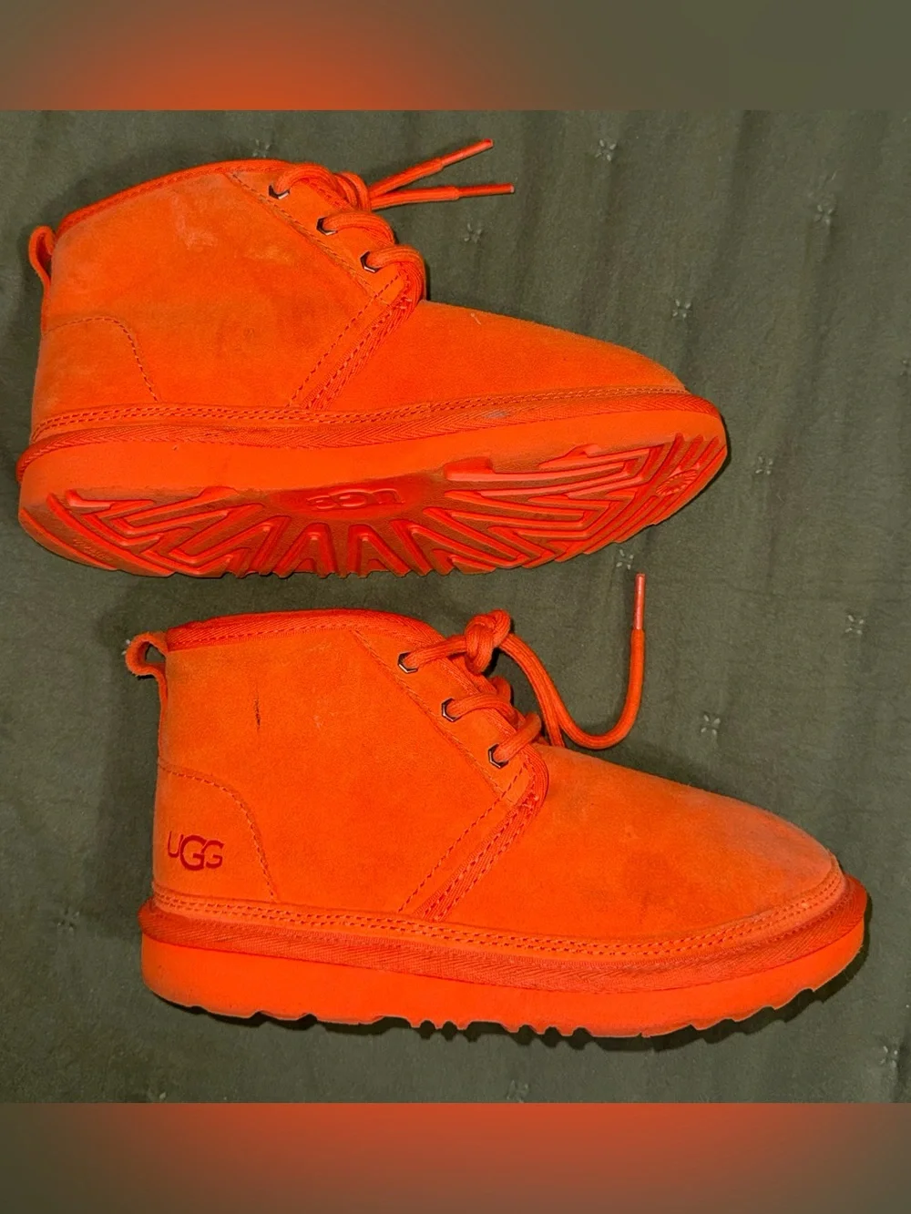UGG Kids Orange Suede Lace-Up Boots size 2